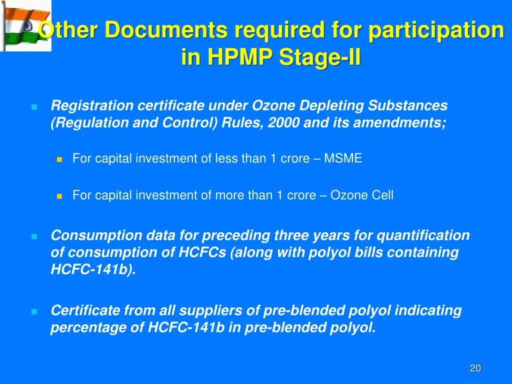 other documents required for participation