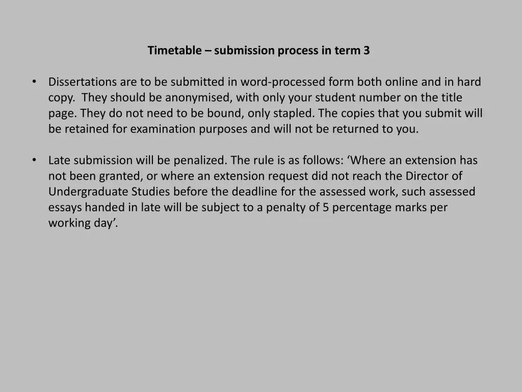 timetable submission process in term 3