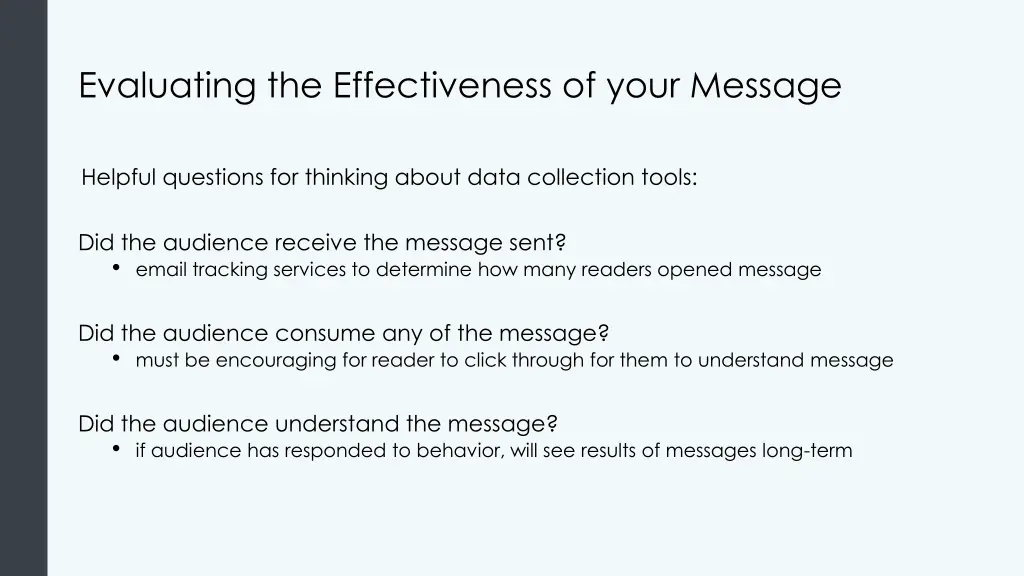 evaluating the effectiveness of your message