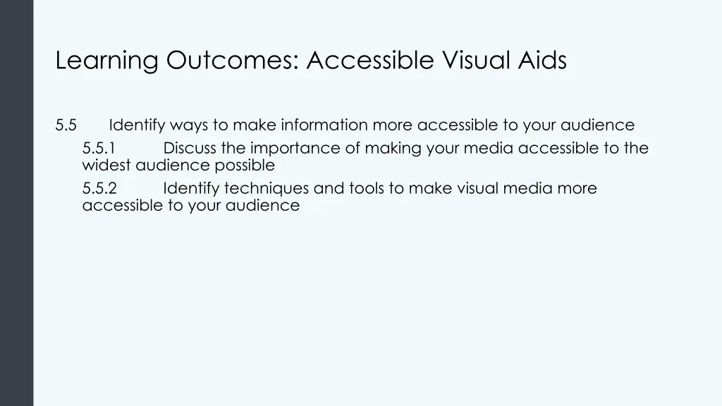 learning outcomes accessible visual aids