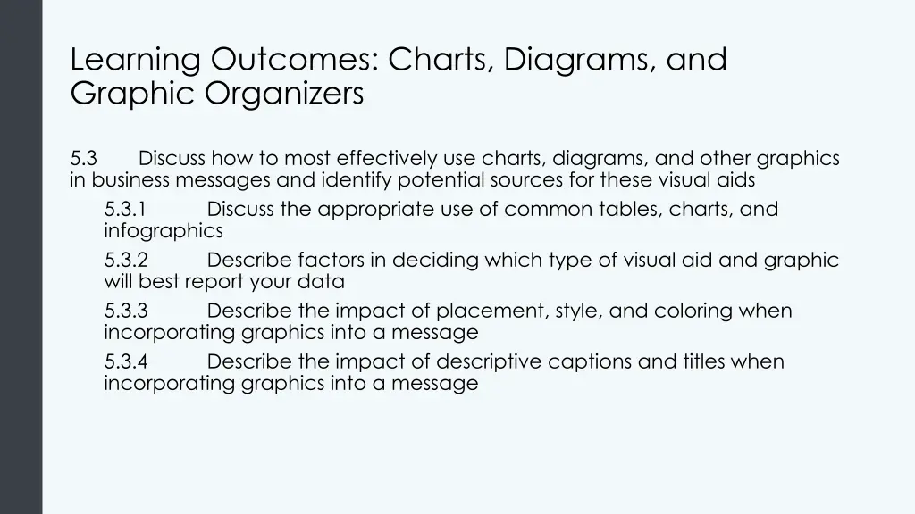 learning outcomes charts diagrams and graphic