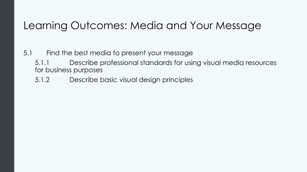 learning outcomes media and your message
