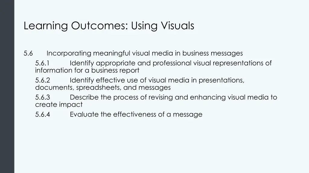learning outcomes using visuals