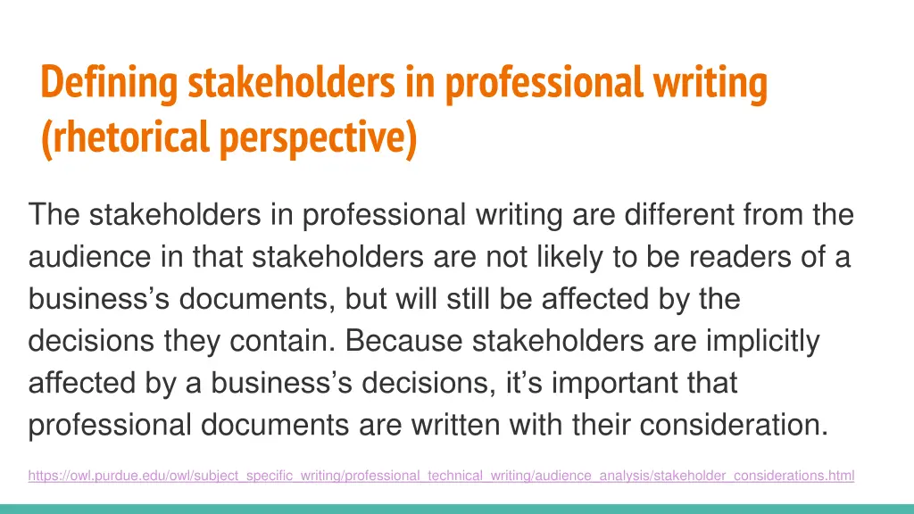 defining stakeholders in professional writing