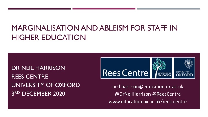marginalisation and ableism for staff in higher