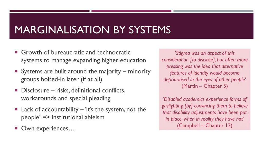 marginalisation by systems
