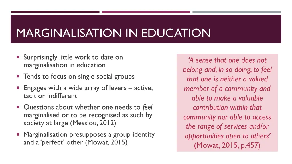 marginalisation in education