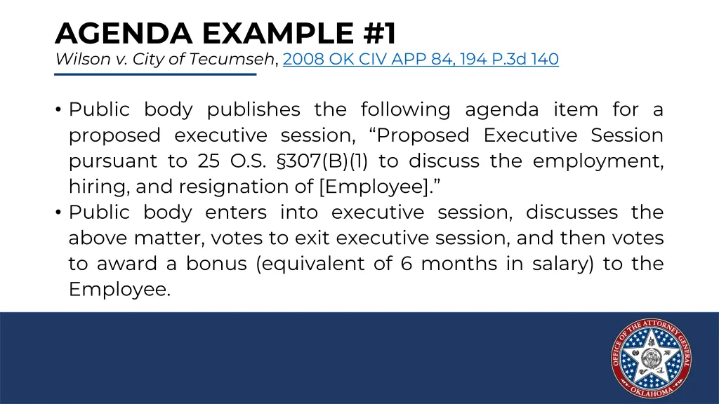 agenda example 1 wilson v city of tecumseh 2008