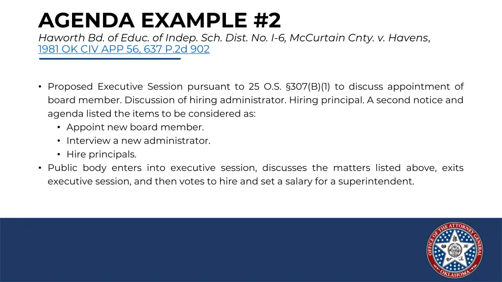 agenda example 2 haworth bd of educ of indep
