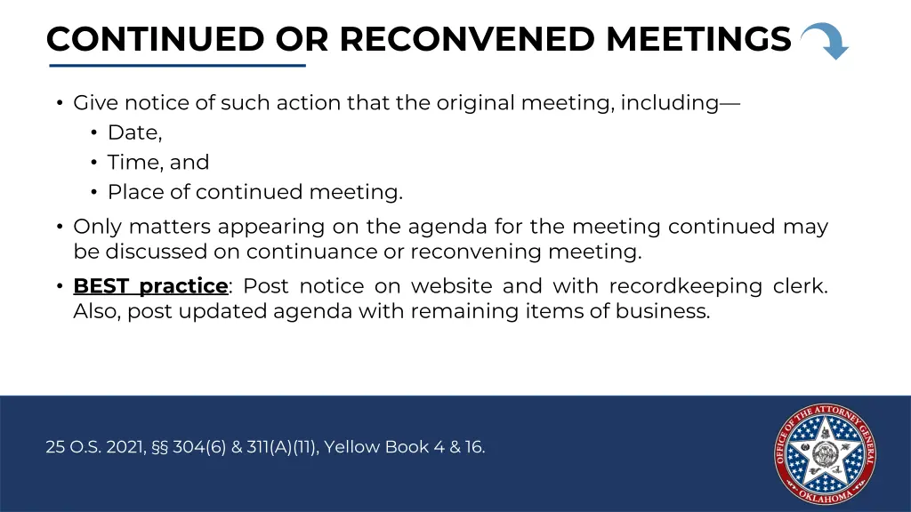 continued or reconvened meetings