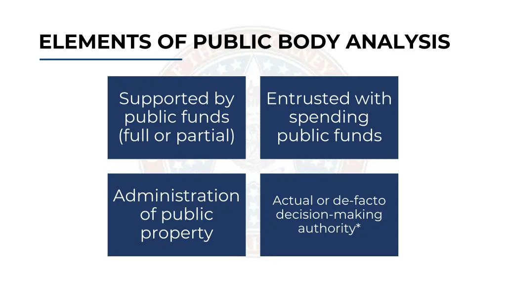 elements of public body analysis