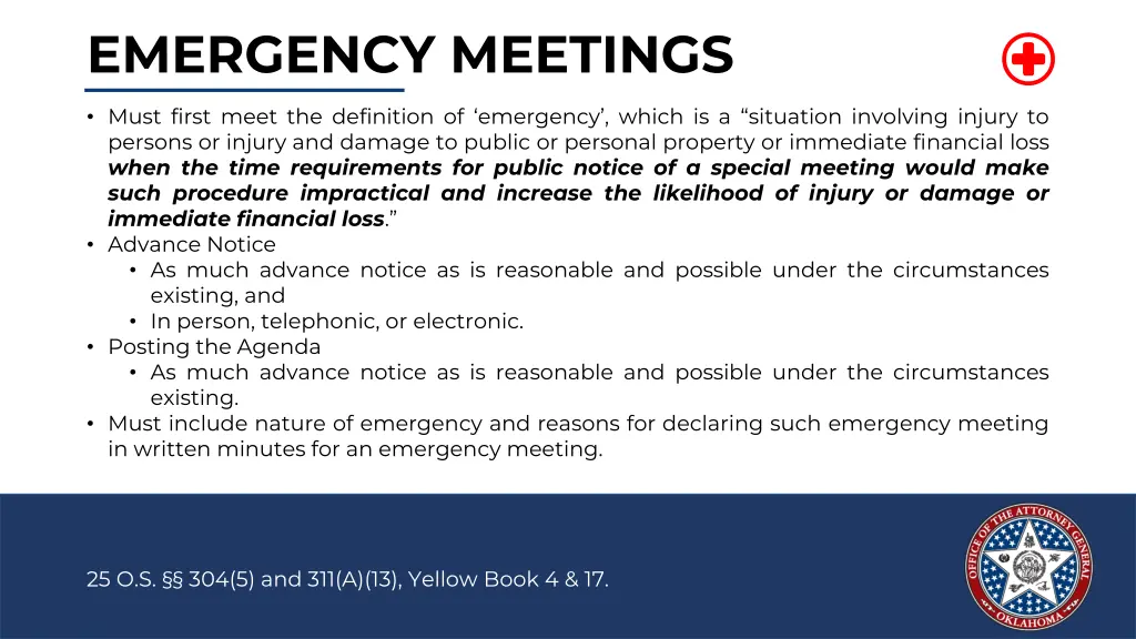 emergency meetings