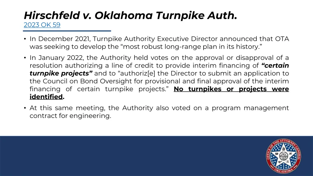 hirschfeld v oklahoma turnpike auth 2023 ok 59