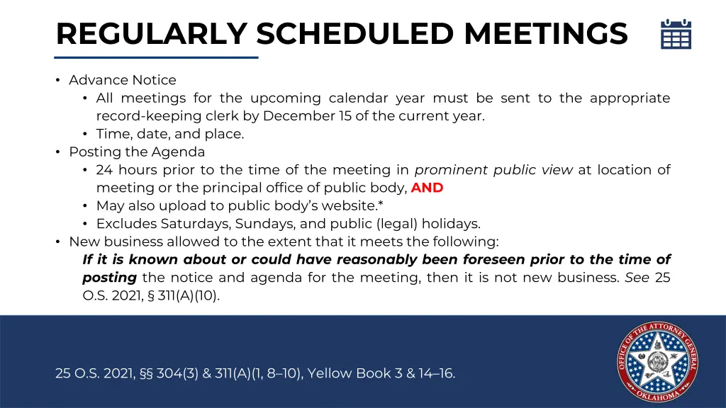 regularly scheduled meetings