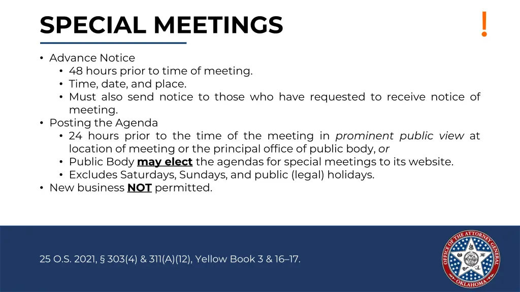 special meetings