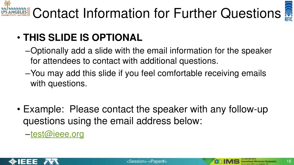 contact information for further questions