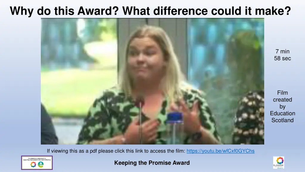 why do this award what difference could it make