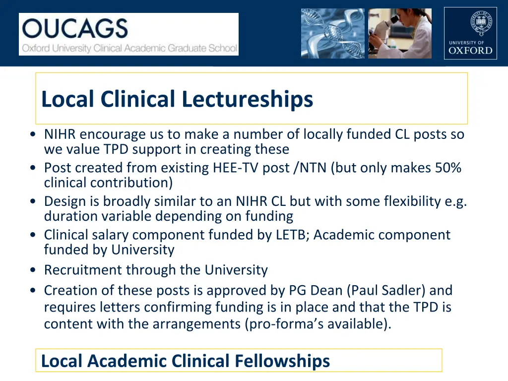 local clinical lectureships