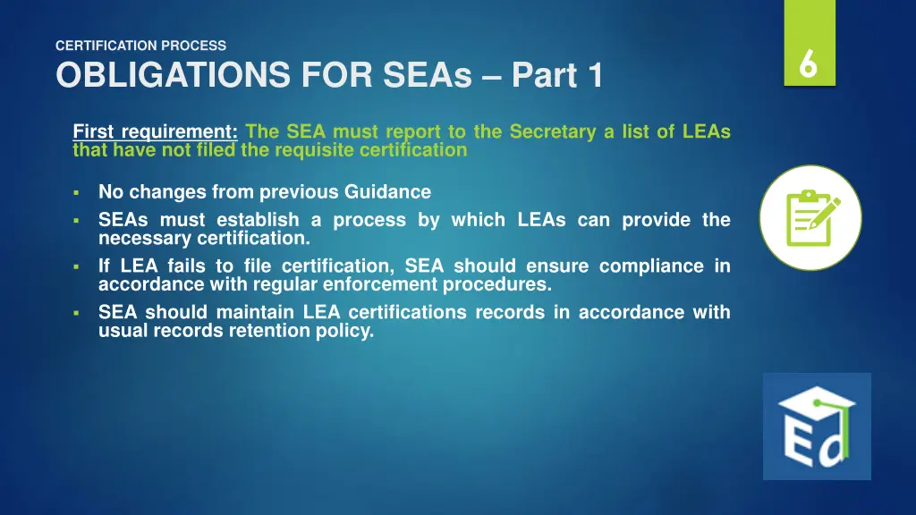 certification process obligations for seas part 1