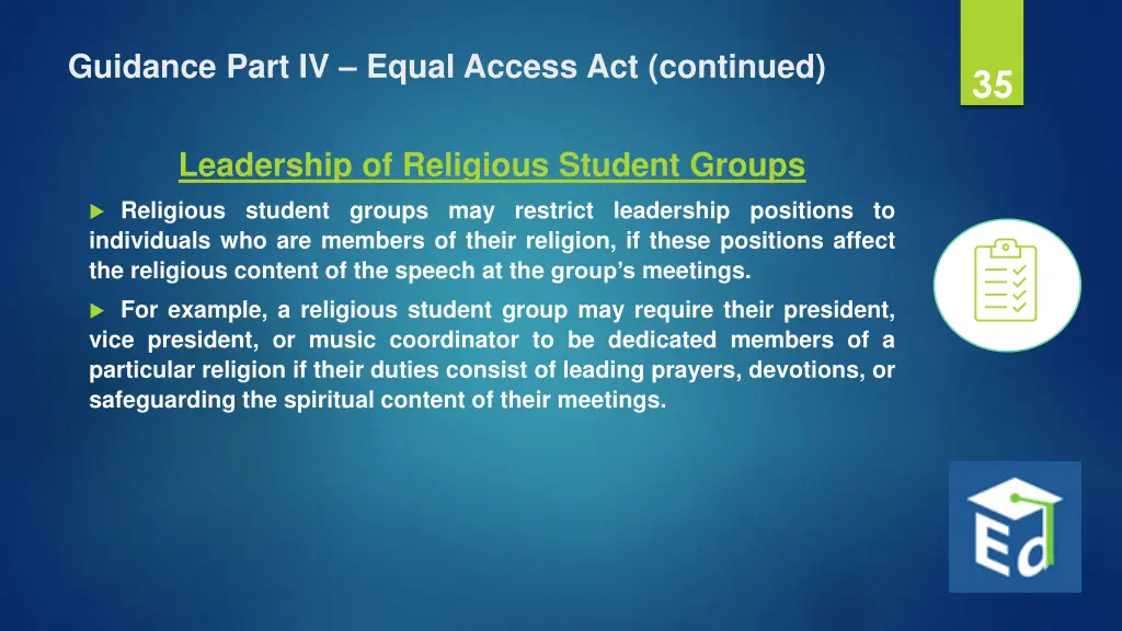 guidance part iv equal access act continued 2