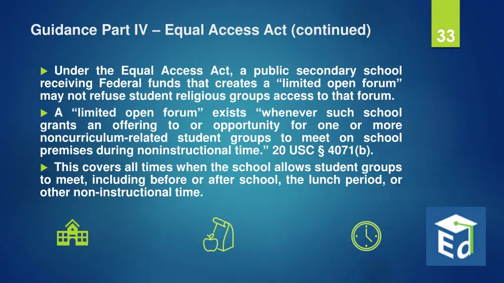 guidance part iv equal access act continued