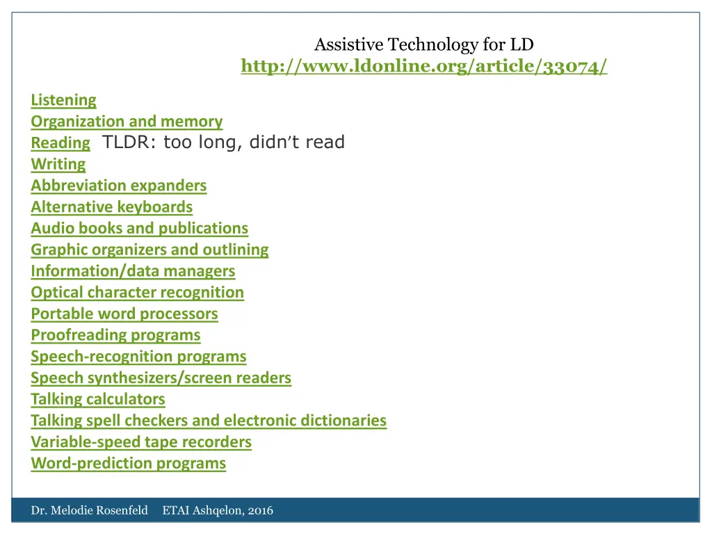 assistive technology for ld http www ldonline
