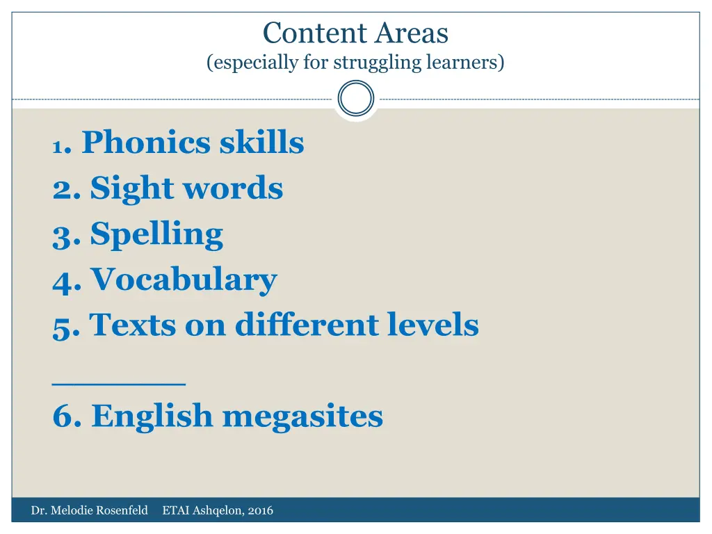 content areas especially for struggling learners