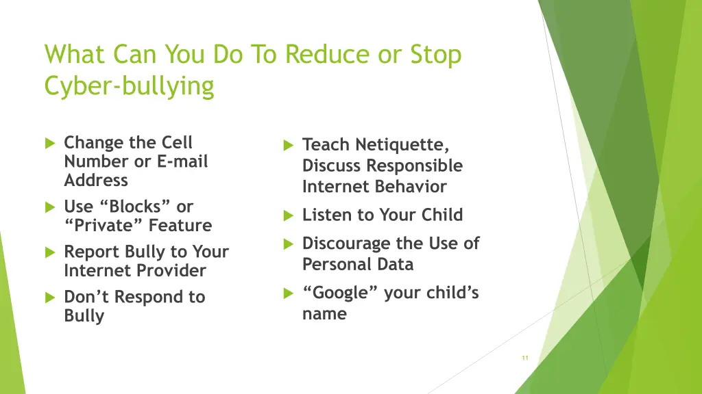 what can you do to reduce or stop cyber bullying