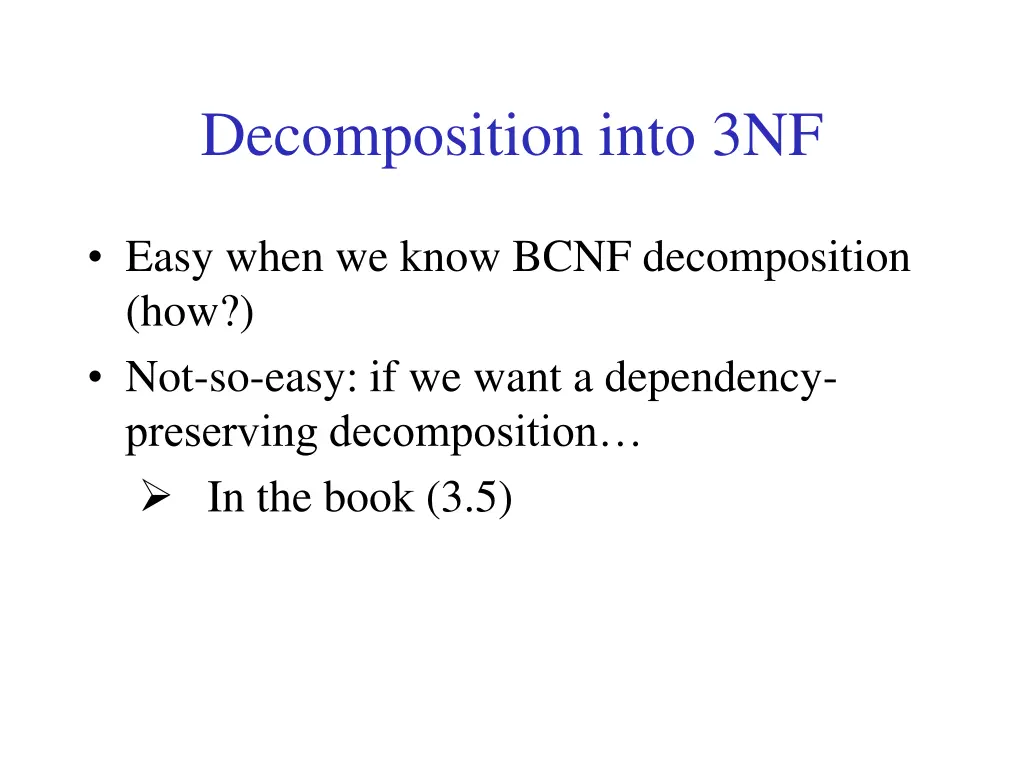 decomposition into 3nf