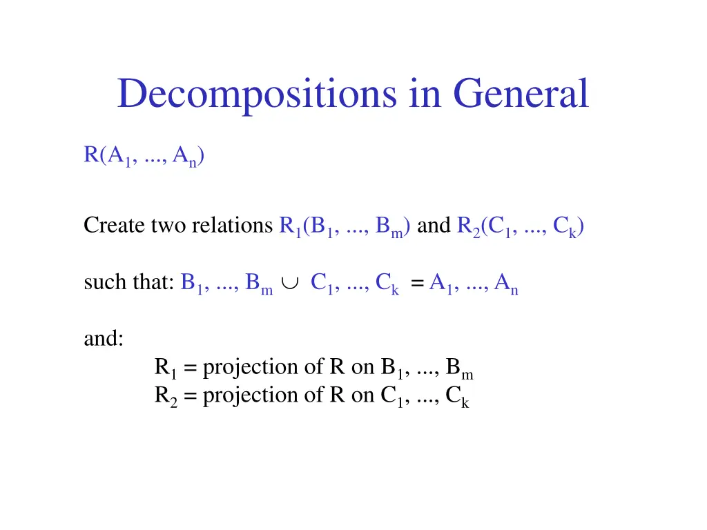 decompositions in general