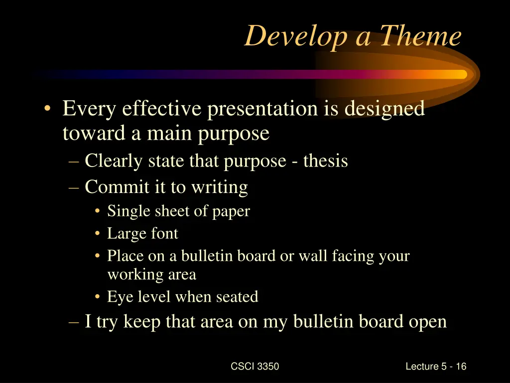 develop a theme