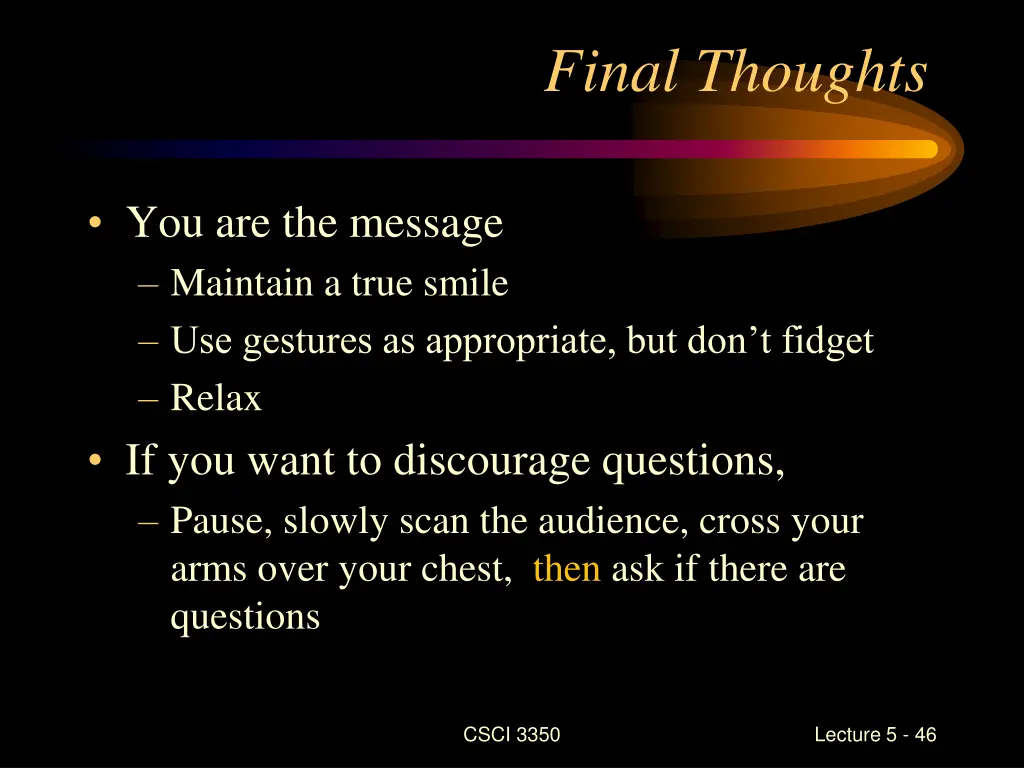 final thoughts