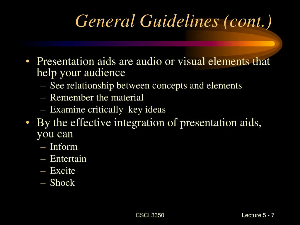 general guidelines cont
