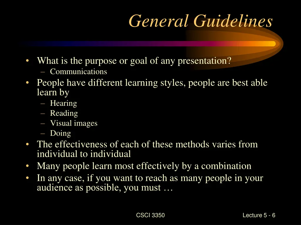 general guidelines