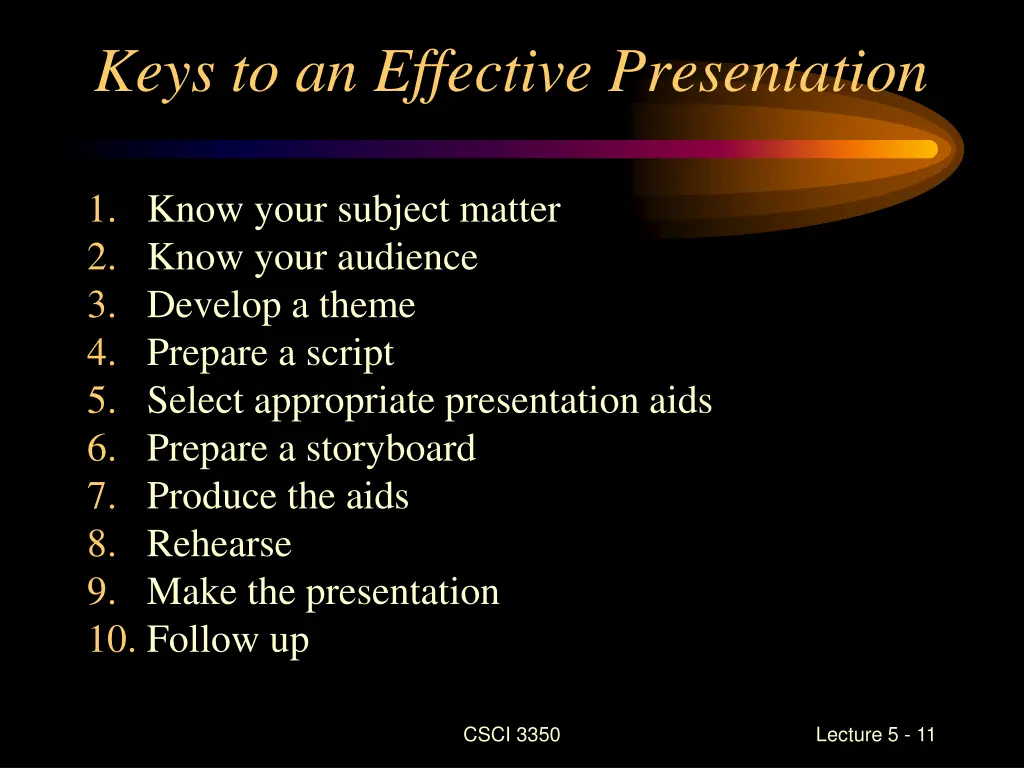 keys to an effective presentation