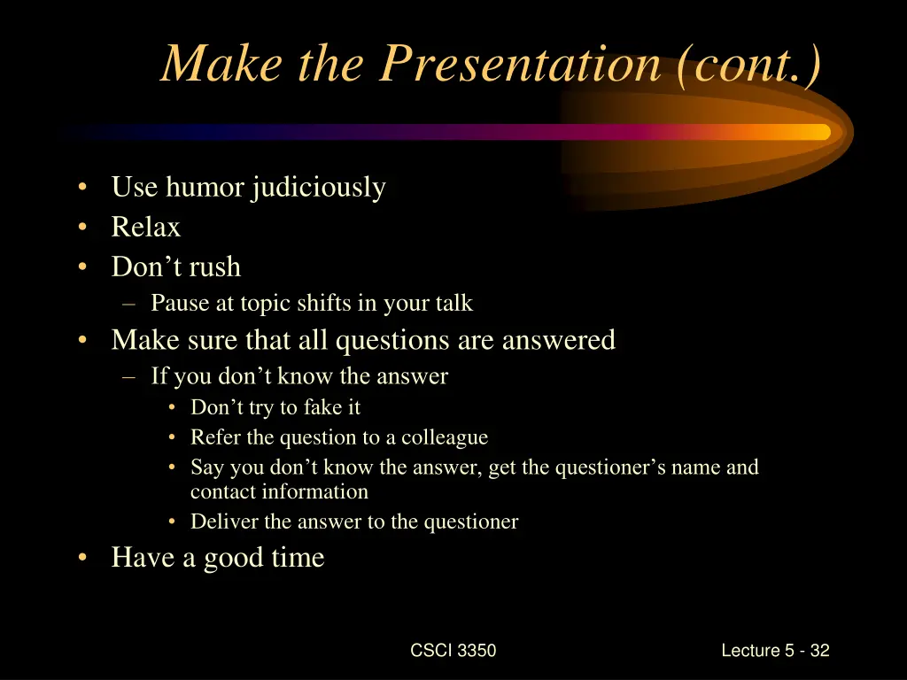 make the presentation cont