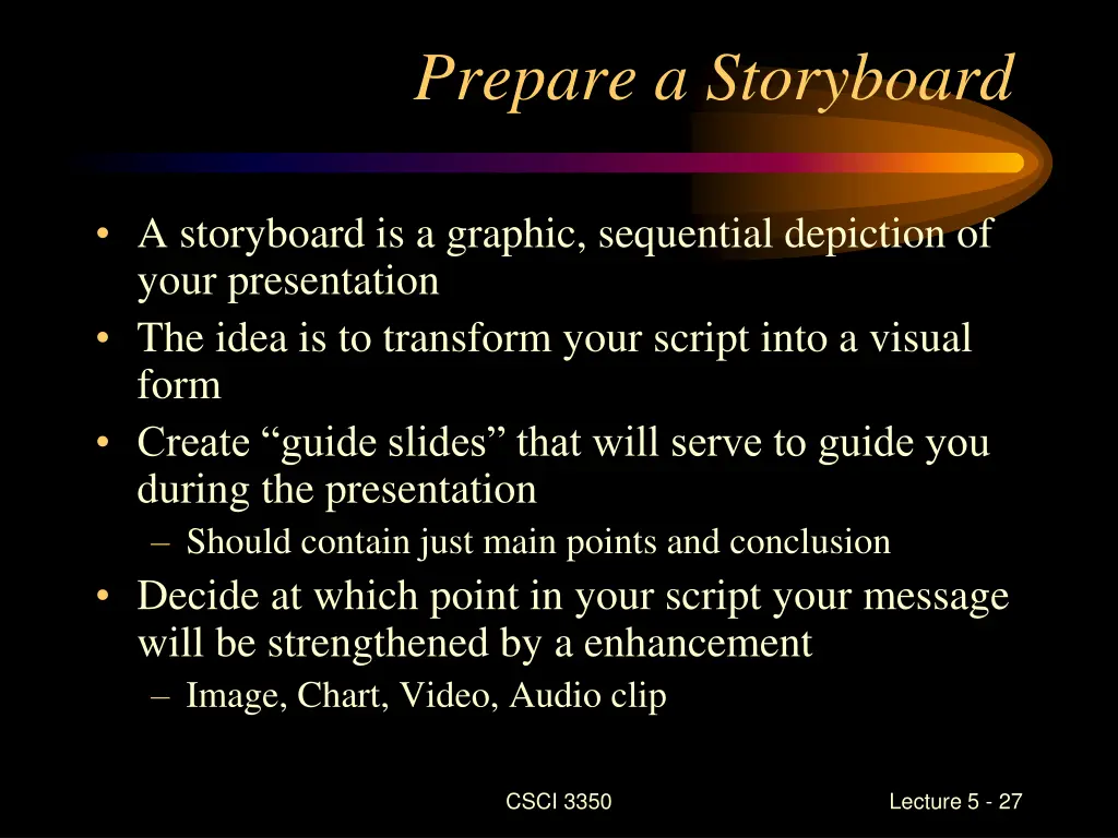 prepare a storyboard