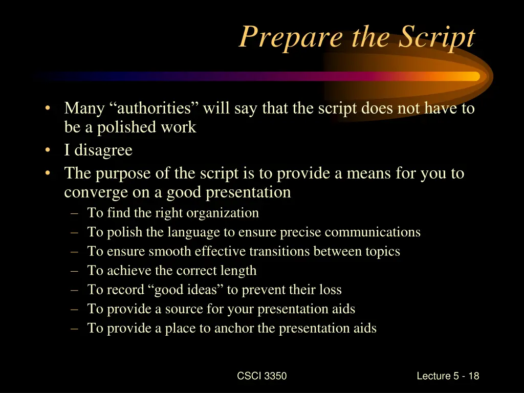 prepare the script