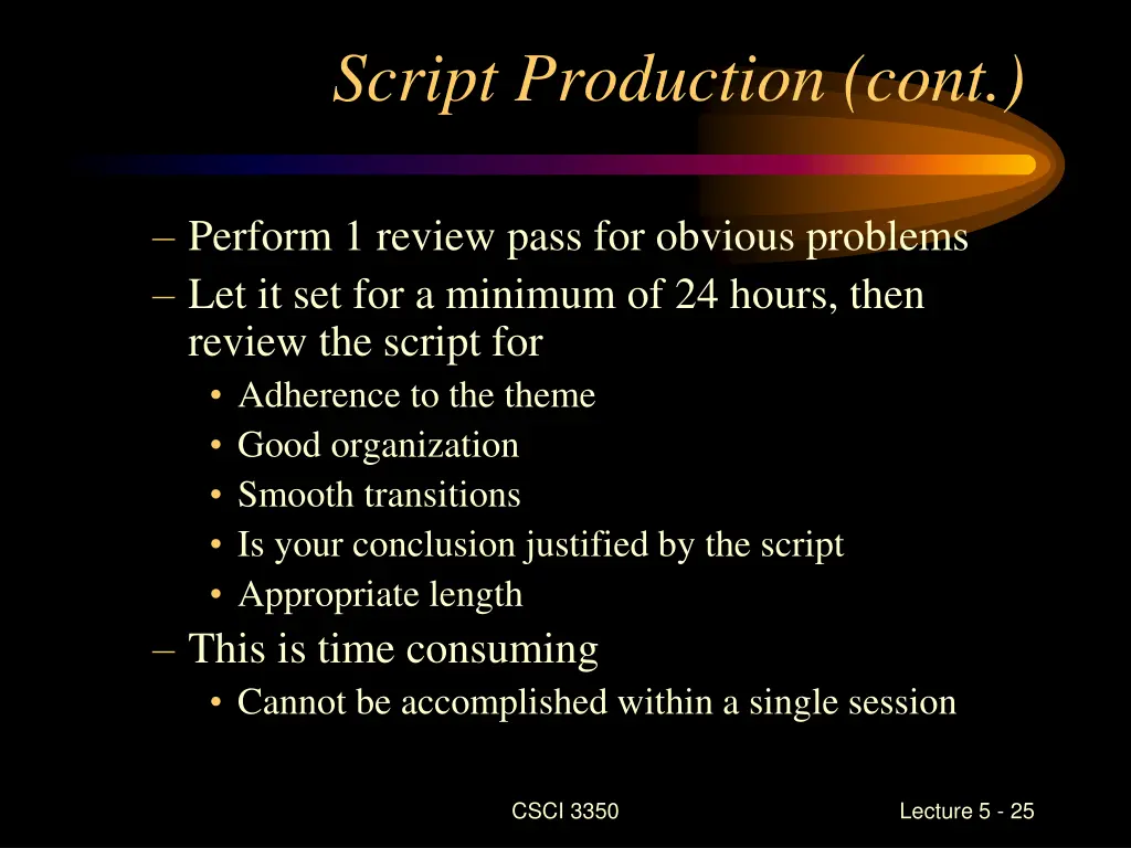 script production cont