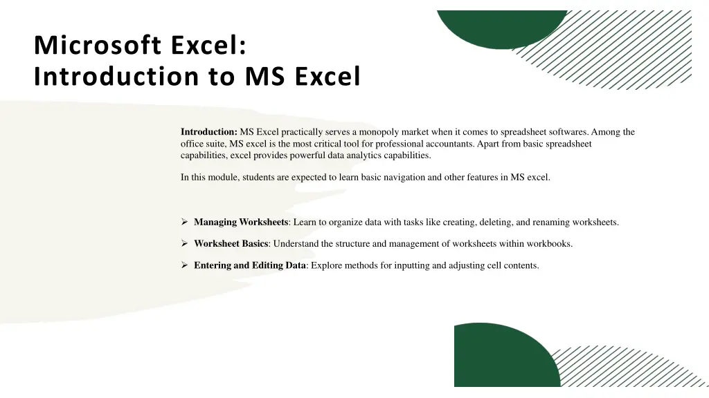 microsoft excel introduction to ms excel
