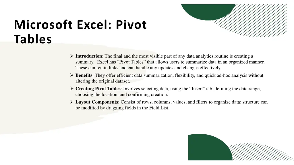microsoft excel pivot tables