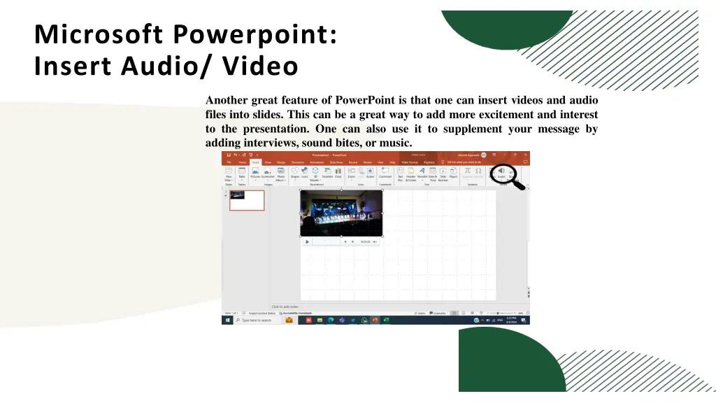 microsoft powerpoint insert audio video
