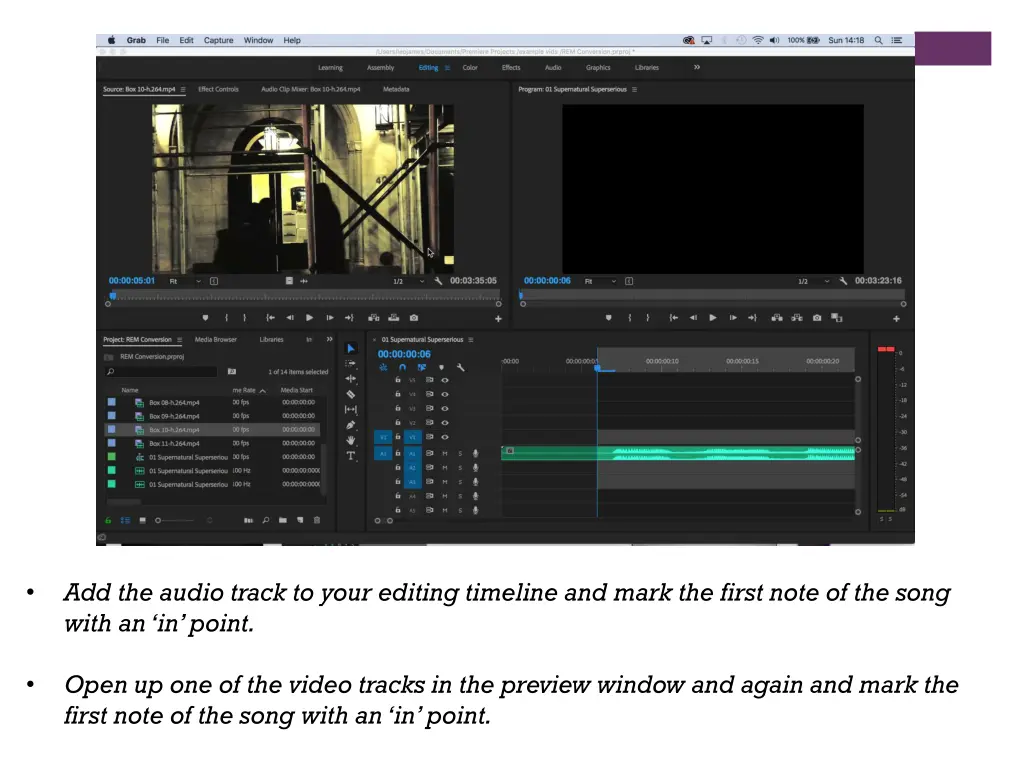 add the audio track to your editing timeline