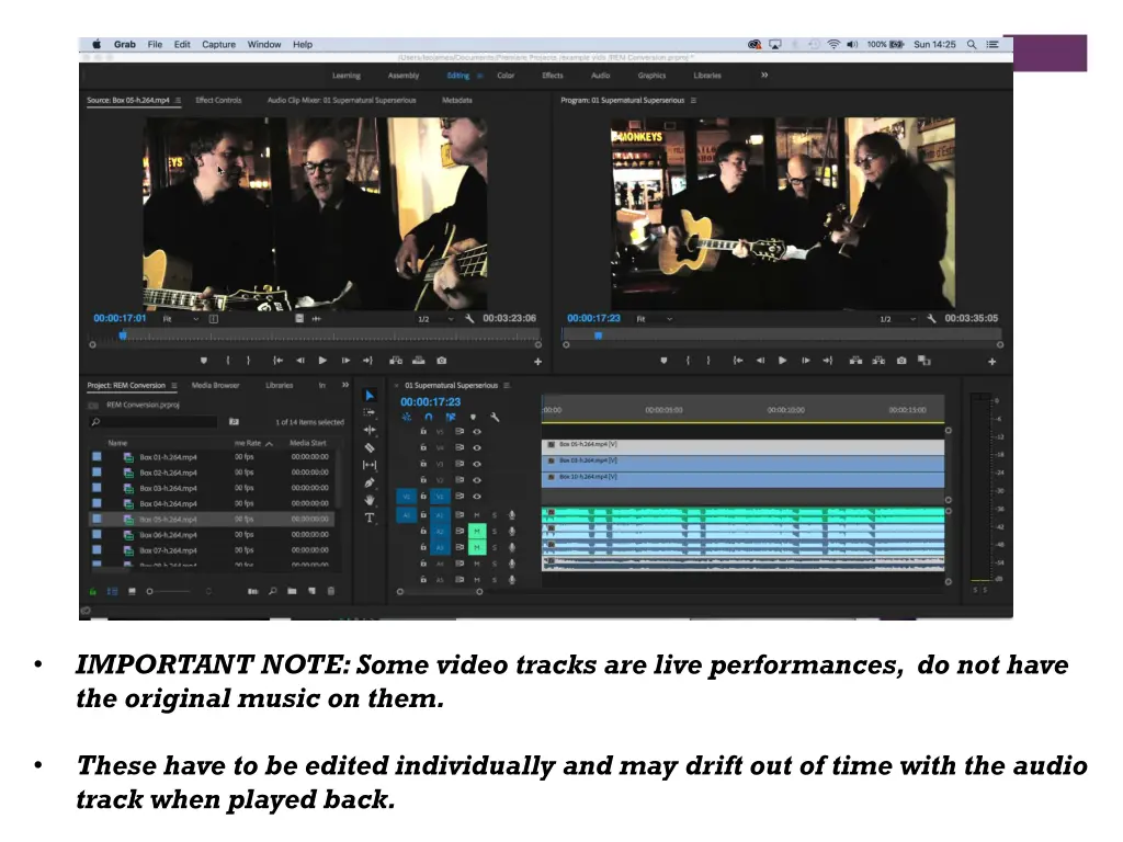 important note some video tracks are live