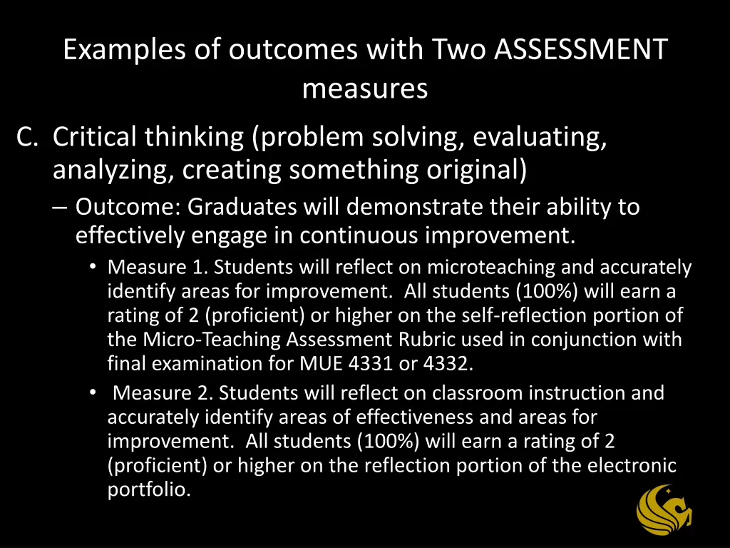examples of outcomes with two assessment measures 1