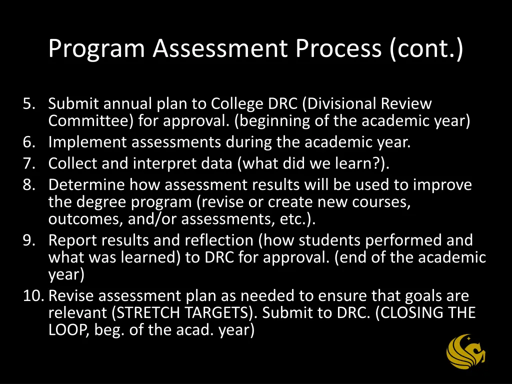 program assessment process cont 2