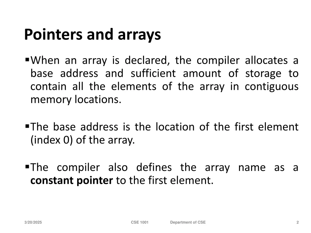 pointers and arrays