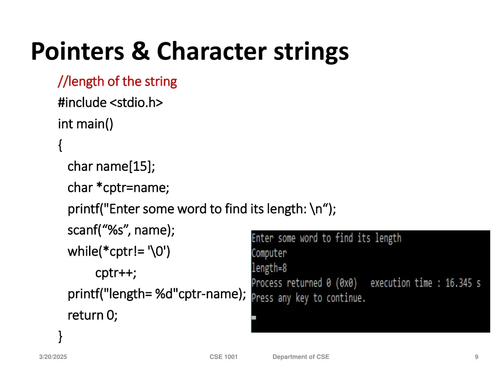 pointers character strings