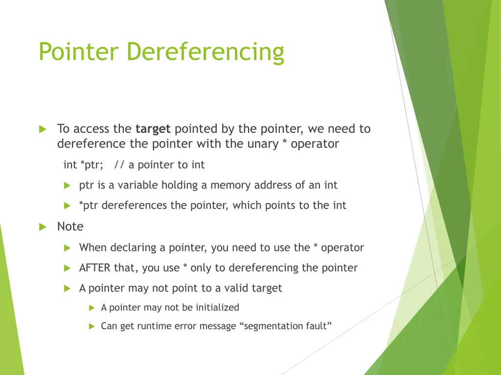 pointer dereferencing