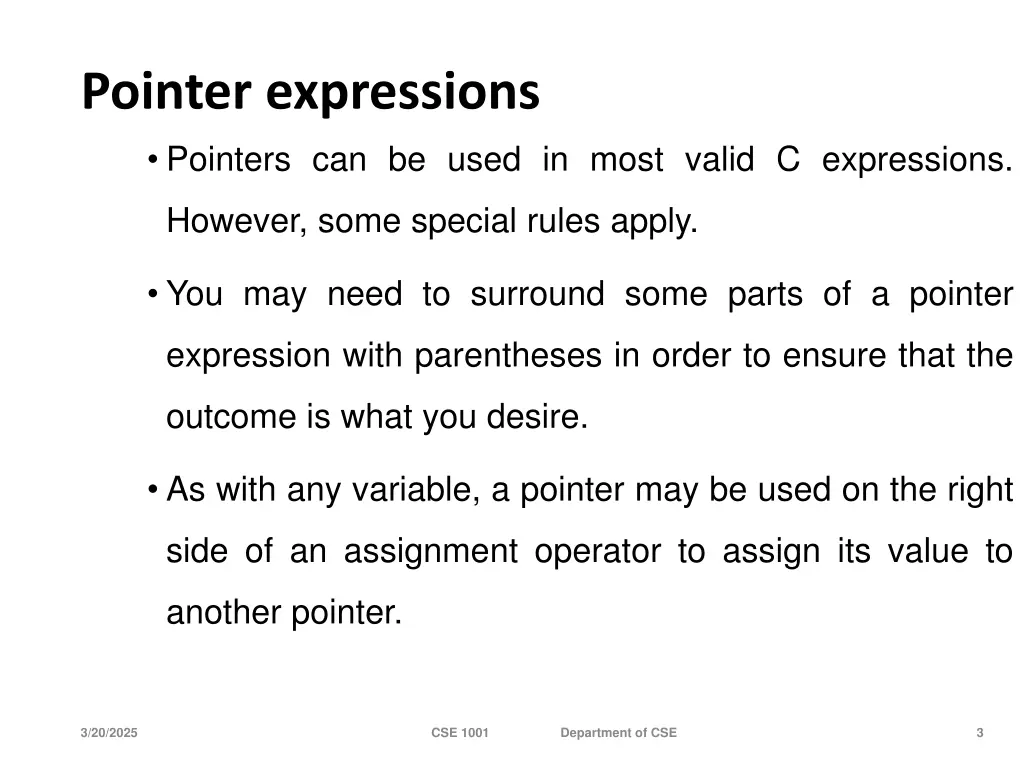 pointer expressions pointers can be used in most